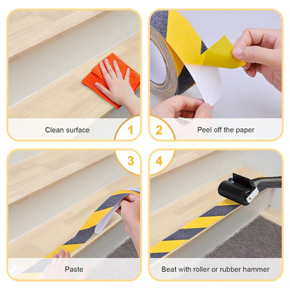 Qingluan Anti Slip Tape, Grip Tape for Stairs Indoor Waterproof, Rubber Grip Tape for Tubs, Stairs, Boats (Grey, 2 Inch x 33 Feet)
