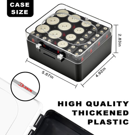 FULLCASE Plastic Battery Organizer with Tester, Battery Storage Case for AA AAA C D 9V Batteries, Portable Battery Holder Box for Home, Travel & Emergency Kits(Case Only) Black