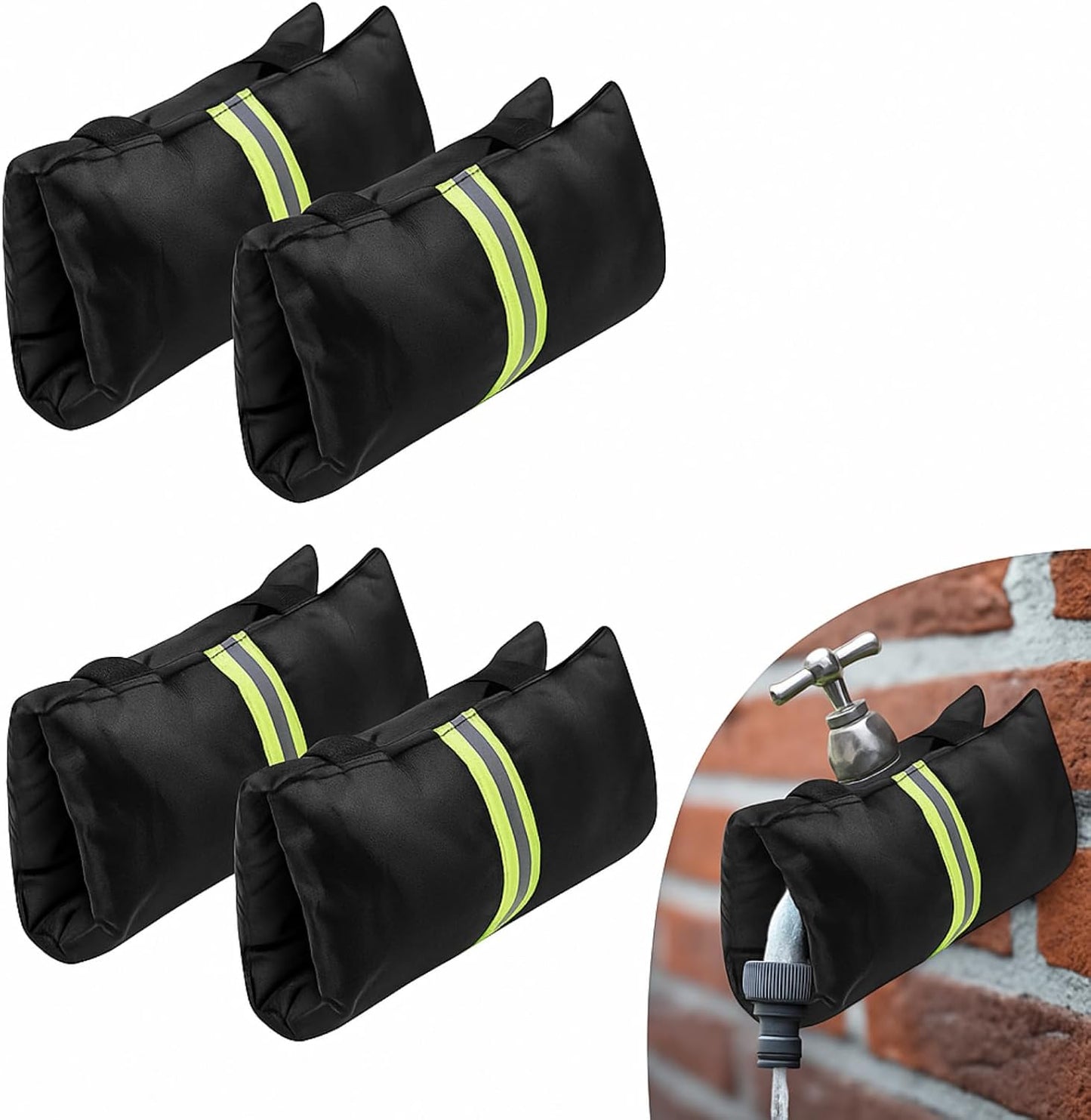 Pangda 4 Pcs Outdoor Faucet Cover for Winter Freeze Protection Outside Insulated Water Spigot Freeze Frost Waterproof Insulation Wrap with Reflective Strip for Garden (Classic,Green)