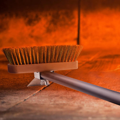 Pizza Oven Brush 7 Inch Brass Bristles Replacement Brush Head and Scraper