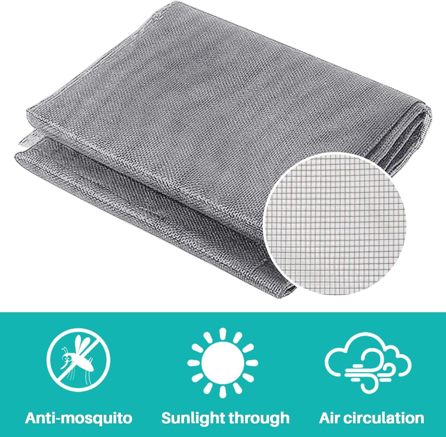 Sukh 48"x118" Window Screen Mesh - Window Screen Replacement Fiberglass Porch Screen for House Window Patio Netting Repair Mosquitero para Puertas De Casa Pet Proof Screen Door Replacement Mesh（Grey）