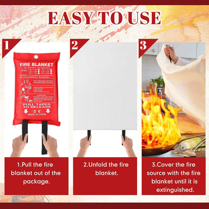 Wiwiqing 10 Pack Fire Blankets - Bulk Emergency Flame Retardant Fiberglass Fire Suppression Blankets - Fireproof Survival Safety Cover for Home, Kitchen, Camping, Car, Office, Warehouse - 39 x 39 Inch