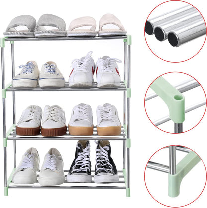 Jucaifu Stackable Small Shoe Rack, Entryway, Hallway and Closet Space Saving Storage and Organization (3-Tier, White)