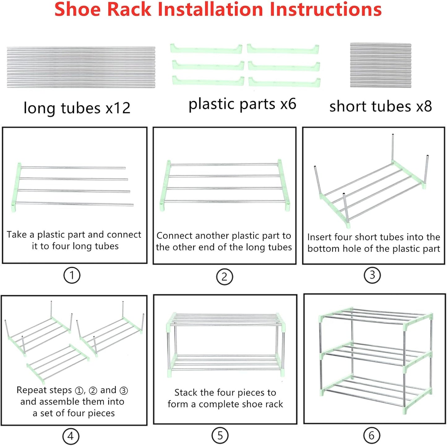 Jucaifu Stackable Small Shoe Rack, Entryway, Hallway and Closet Space Saving Storage and Organization (3-Tier, White)