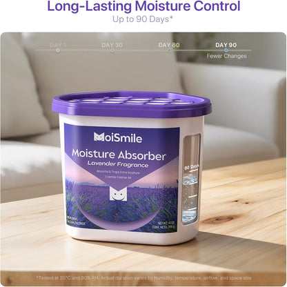 Moisture Absorbers with Activated Charcoal, Humidity Control & Air Deodorizing Preparations for Closet, Bathroom, Basement, Car & RV, 3 Pack