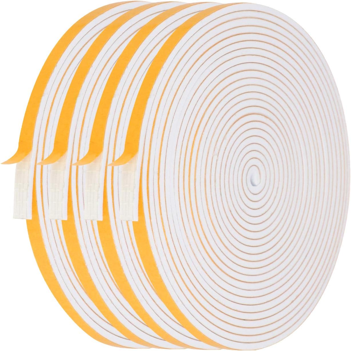 Door Weather Stripping-3 Rolls, 1/2 Inch Wide X 1/2 Inch Thick Total 20 Feet Long, Adhesive Foam Seal Tape for Window Insulation(6.5ft x 3 Rolls)