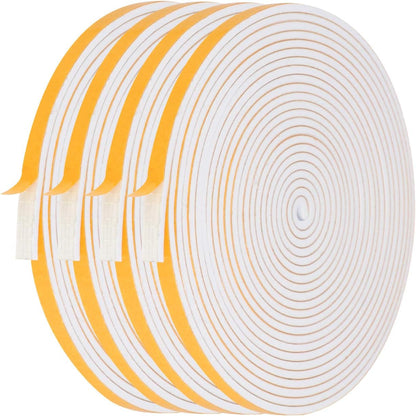 Door Weather Stripping-3 Rolls, 1/2 Inch Wide X 1/2 Inch Thick Total 20 Feet Long, Adhesive Foam Seal Tape for Window Insulation(6.5ft x 3 Rolls)