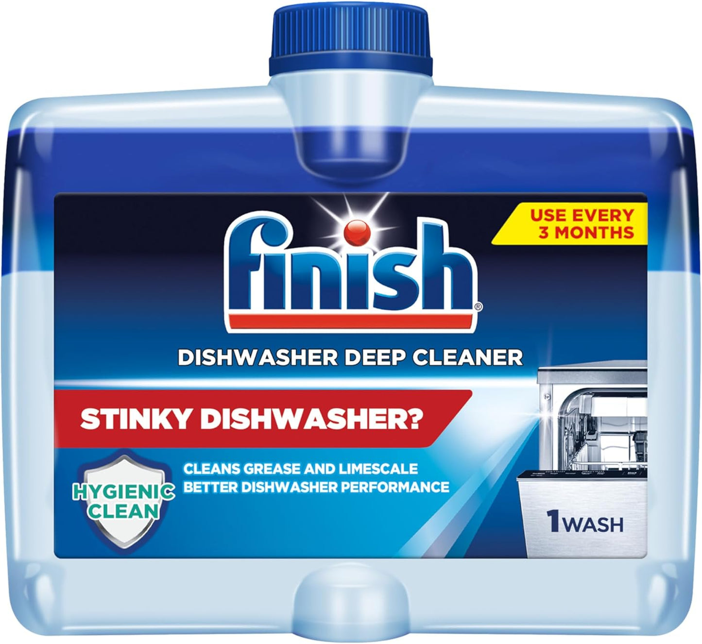 Finish Dishwasher Cleaner Liquid, Deep Cleans Hidden Grease & Limescale, Fights Odors & helps maintain Performance, 1 Year Supply, 8.45oz, (Pack of 8)