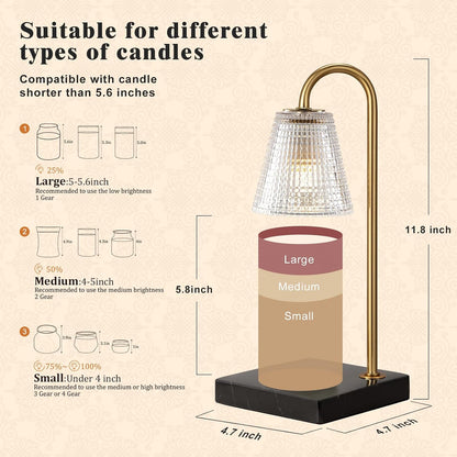 Hong-in Candle Warmer Lamp with Timer-Dimmable Adjustable Height Candle Lamp Warmer, Birthday Gifts for Women Mom Her, Housewarming Office Home Decor,Wax Warmer for Scented Wax Jar Candles