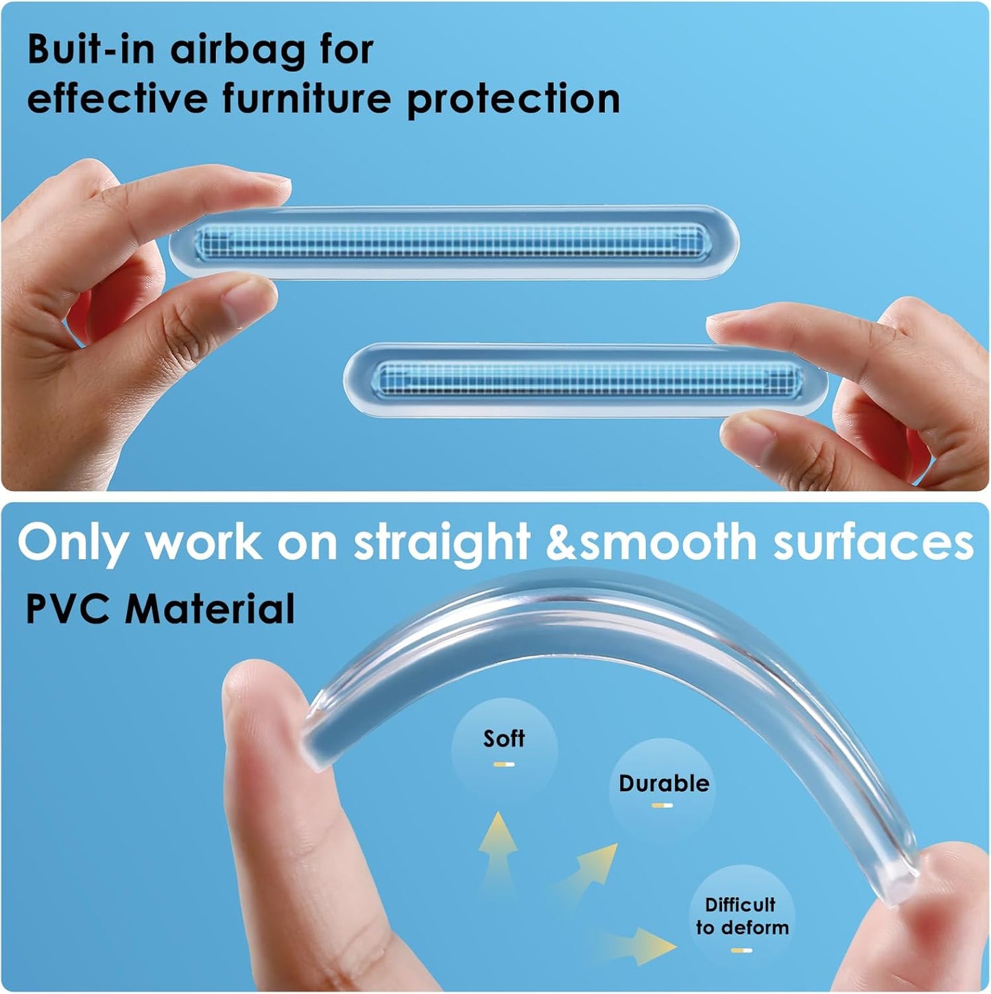 4PCS Long Furniture Bumpers - Wall Protector Guards, Fridge Door Stopper, 5.5x0.7x0.2inches