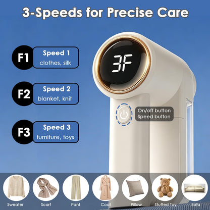 Fabric Shaver Rechargeable, 3-Speed Lint Shaver, Lint Remover Shaver with 6-Leaf Blades & LED Display, Sweater Shavers to Remove Pilling, Pilling Remover for Clothes, Furniture, Blanket, Couch