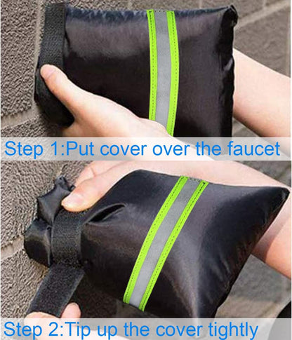 Outdoor Faucet Covers for Winter Freeze Protection, Upgraded Thicken 8.5" H x 6.1" W Outside Garden Faucet Socks for Winter Waterproof Reusable Hose Bibs Insulated Spigot Cover, 2 Pack Black