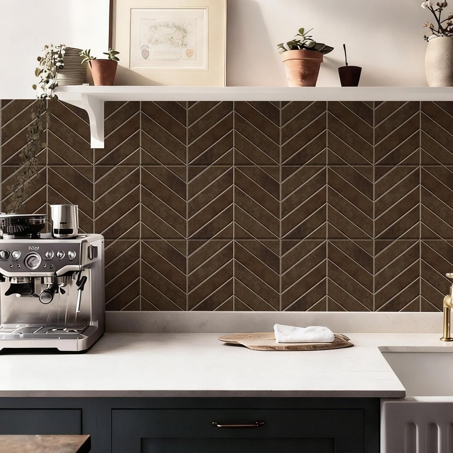 10 Sheets Thicker Design Peel and Stick Backsplash, 3D Self Adhesive Peel and Stick Wall Tile Backsplash for Kitchen, Bathroom, 11.4"x9.1", Beige