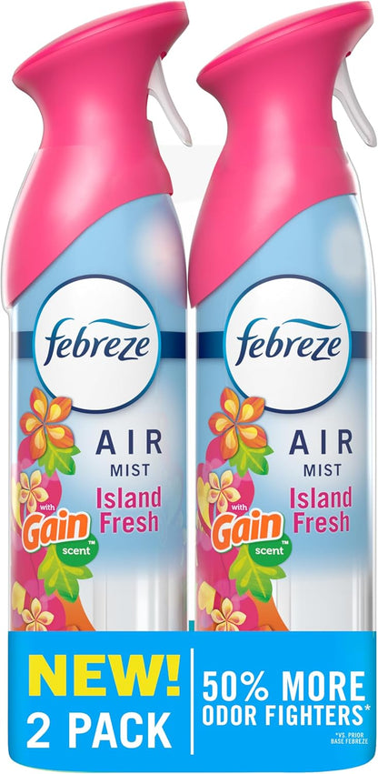 Febreze Air Mist, Air Freshener Spray, Odor Fighting Room Spray, Deodorizer for Home Bathroom Kitchen Office Apartment Dorm Room Classroom, Linen & Sky Scent, 8.1oz (Pack of 2)