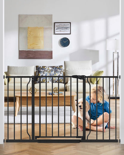 Baby Gate No Drilling, 29"-40" Auto Close Dog Gate Indoor for Doorways & Stairs, Pressure Mounted Adjustable Pet Gate, Easy Walk Through Child Gate for Children & Pets Stroller Friendly, White