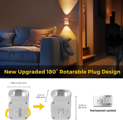 L LOHAS LED Night Light Projector, Night Lights Plug into Wall, Dusk to Dawn Sensor, 180°Rotating Nightlight for Kids, 0-150LM Dimmable Soft White Ambient Lighting for Bathroom, Decor, Gifts, 2 Pack