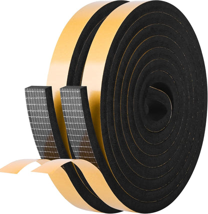 Kikerike Self Adhesive Foam Tape Weatherstrip 1/2In x 1/4In x 16.5Ft High Density Foam Insulation Strips Seal Weather Stripping with Strong Adhesive for Door and Window Sound Isolation Soundproofing