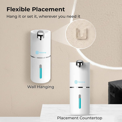 Automatic Touchless Foam Soap Dispenser - USB-C Rechargeable Foaming Soap Pump, IPX5 Waterproof for Bathroom & Kitchen, 12.8oz, Wall Mount or Countertop (Black)