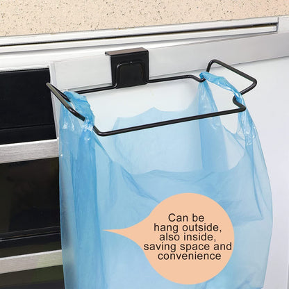 Large Stainless Steel Trash Bag Holder for Kitchen Cabinets Doors and Cupboards, Black