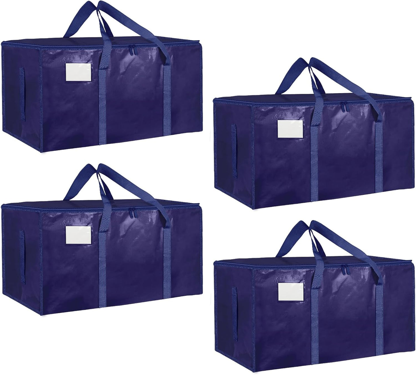 8 Pack-Extra Large Heavy Duty Moving Bags - Waterproof Storage Totes with Handles & Zippers, Foldable for College Dorm, Storage (Clear)