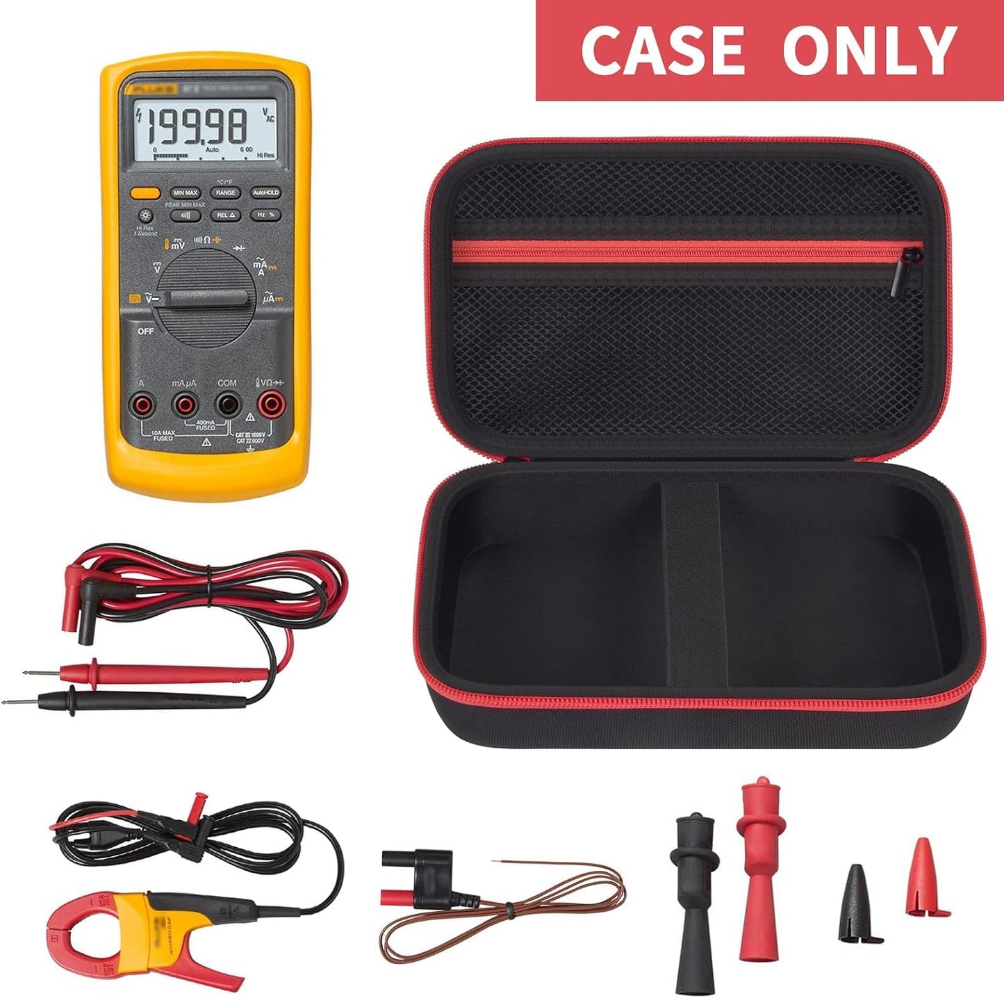 Comecase Hard Carrying Case for Fluke 87-V/ 88V/ 15B+/ 17B+ and More Digital Multimeter, Protective Travel Storage Bag - Black
