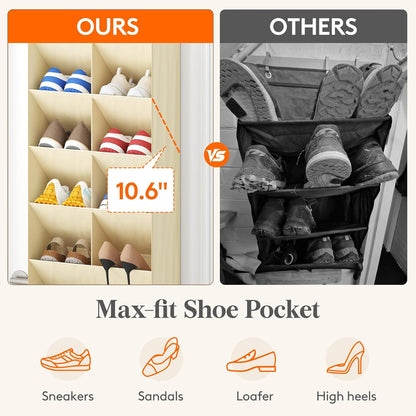 Lifewit 6 Tier Over the Door Shoe Organizer with 11 Large Deep Pockets, Fabric Hanging Shoes Shelf for Closet, Dorm Storage, Fit Up to 12 Pair Shoe Rack Holder for Sneakers, Boots, Gray
