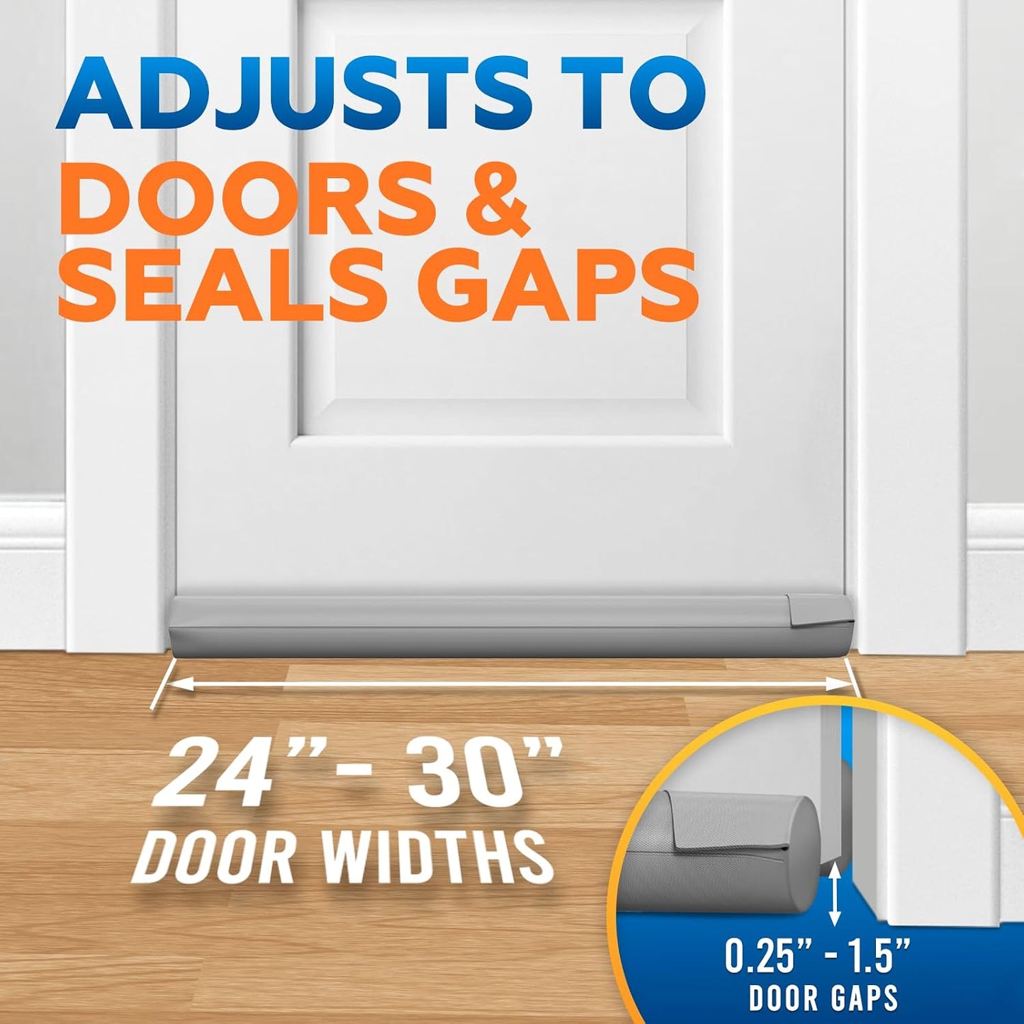 Comfyanno Under Door Draft Stopper - Bottom Door Seal & Gap Filler- Fits 30” to 36” Door, Block Noise, Sound, Air, Bugs, Dust, Easy to Install, Double Side Block, No Adhesive, Black