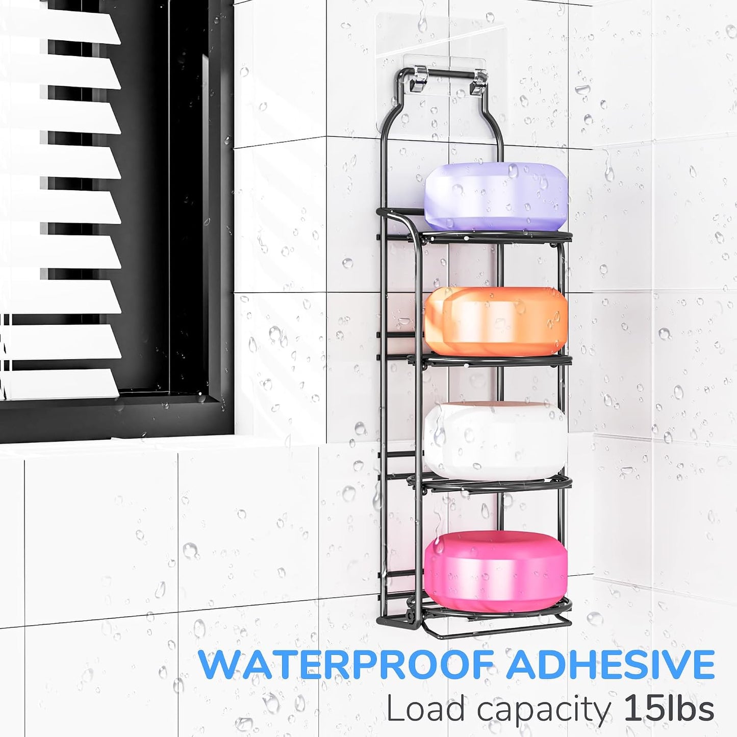 galasily 3-Tier Shower Soap Shampoo Bar Holder, Self Adhesive&Freestanding Draining Soap Caddy for Bathroom Wall Accesories, Apartment Essentials Decor…