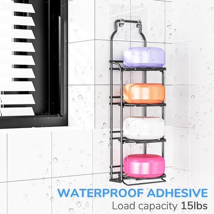 galasily 3-Tier Shower Soap Shampoo Bar Holder, Self Adhesive&Freestanding Draining Soap Caddy for Bathroom Wall Accesories, Apartment Essentials Decor…