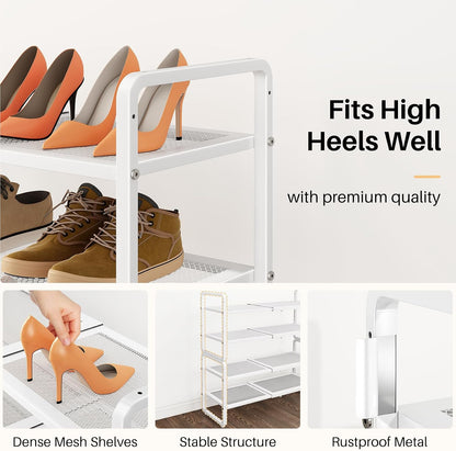 SNTD Shoe Rack - Expandable Shoe Organizer for Closet, Adjustable Metal Shoe Shelf Storage, Stackable Long Shoe Stand Holder for Garage, Entryway, Door Entrance (Black, 2-Tier)