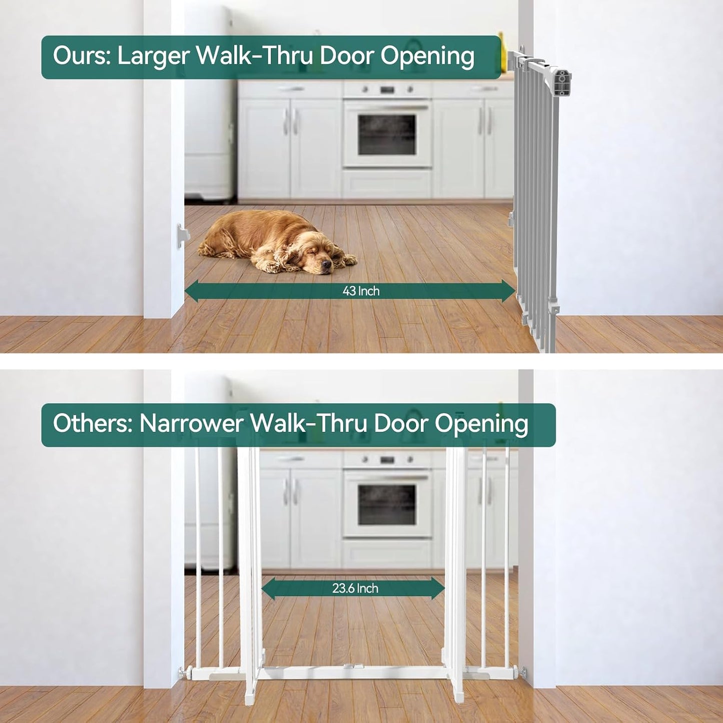 Babelio Baby Gate for Stairs, Kitchen & Doorways, No Bottom Bar| One-Handed Operation| Auto-Close| Hardware Mount (Drill Needed) Safety Dog/Pet Gate (Black - B17, 26-43" W, 28" H)