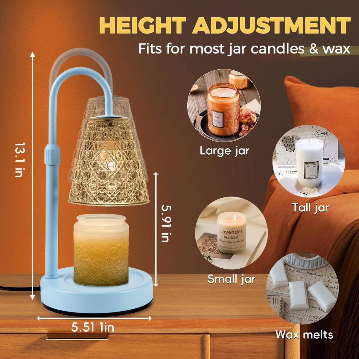 Candle Warmer Lamp with Timer Dimmable, Birthday Gifts for Women Mom, House Warming Gifts New Home Decor, Wax Melt Warmer for Jar Candles with 2 Bulbs, Black