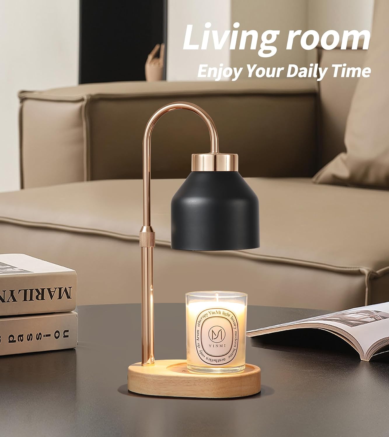 MEIXISUE Candle Warmer Lamp with Timer and Dimmer,Electric Gold Light Gifts for Women Melt Wax Warmer Lamp with 2 Bulbs for Candle Jars House Warming New Home Decor Bedroom