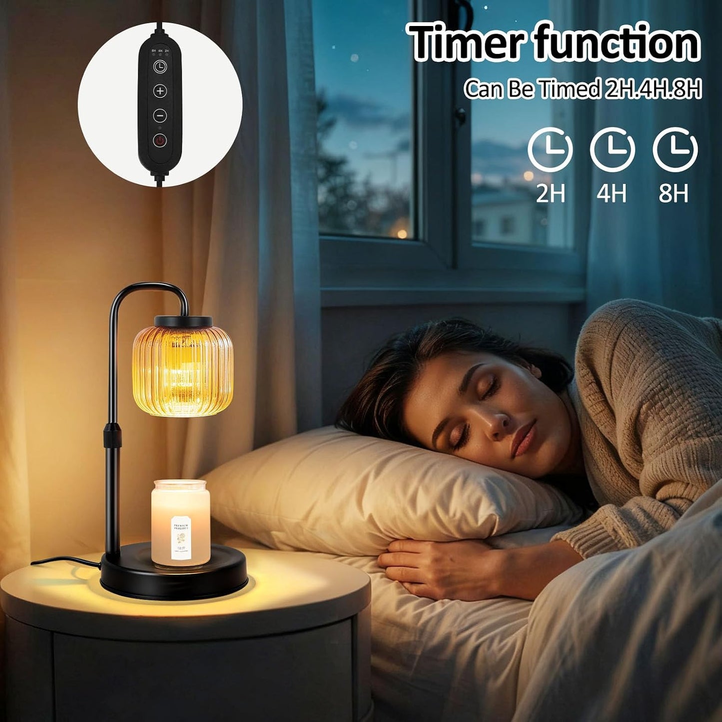Candle Warmer Lamp with Timer & Dimmer, Height Adjustable Wax Melting Lamp with 2 Bulbs, Safe Flameless Candle Warmer for Home Decorat,Relax Gift for Wife, Mom, or Girlfriend, Congratulations Gifts