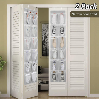 GOMAJI 2PK 12 Large Pockets Over Door Hanging Shoe Organizer