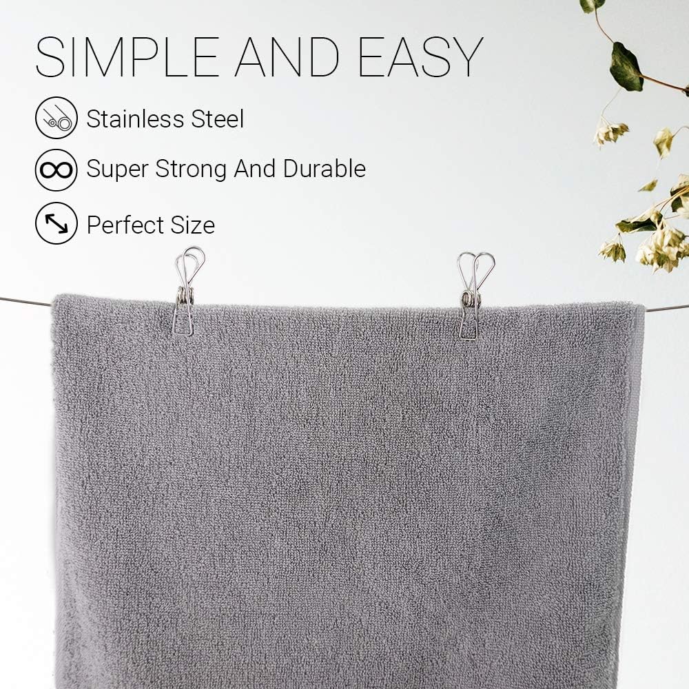 40 Pack Stainless Steel Small Clothes Pins Durable Clothes Pegs Multi-Purpose Metal Wire Utility Clips for Laundry Home Kitchen Outdoor Travel Office