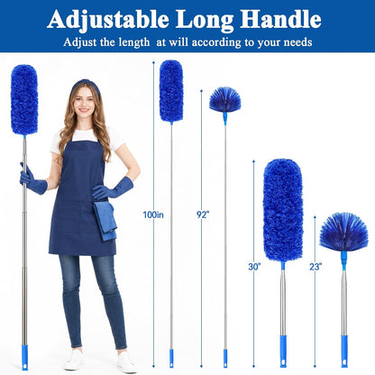 DELUX Microfiber Feather Duster Extendable Duster with 100 inches Extra Long Pole, Bendable Head & Long Handle Dusters for Cleaning Ceiling Fan, High Ceiling, Blinds, Furniture & Cars Gray