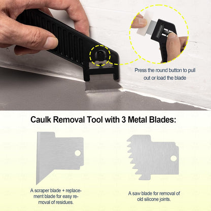Caulk Application Tool Kit Sealant Finishing Tool Set Silicone Profiling Kit 9 Pcs, Caulk Spreader Silicone Smoother Caulking Edger Tool for Tile Siding Window Sink Joint
