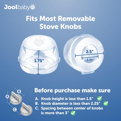 Jool Baby Clear Stove Knob Covers (5 Pack) Child Safety Guards, Durable Design - Baby Proof