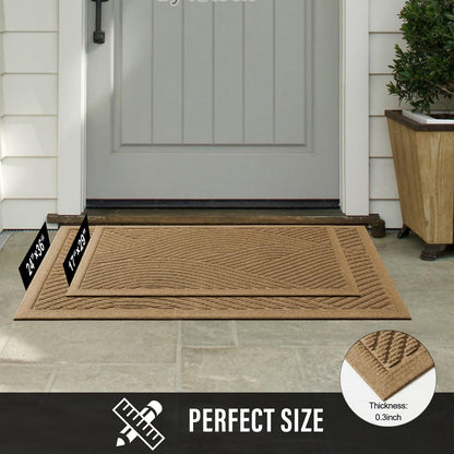 HIYARD Sturdy Front Door Mat, Absorbent Muddy Dirt Resist Welcome Door Mats Outdoor Indoor, Stain and Fade Resistant, Non-Slip Backing Entry Mat Low Profile Doormat for Entryway, 29×17, Beige