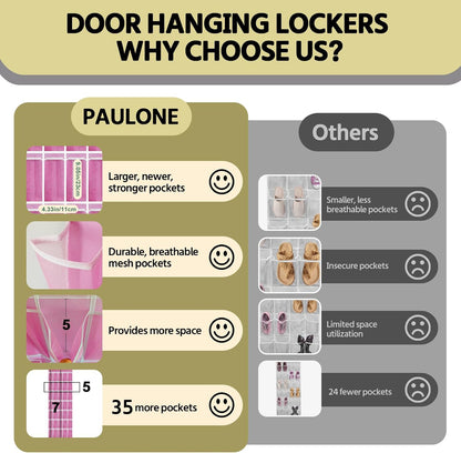 PAULONE 12 Pocket Over the Door Shoe Organizer,Reusable Breathable Large Mesh Bag Men's & Women's Sneaker Organizer,Shoe Organizer for Kids,Hanging Shoe Storage Hanging Bag (White)