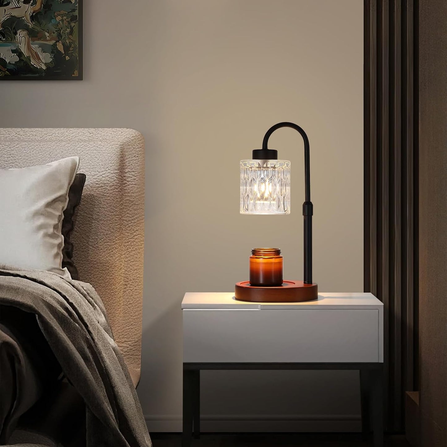 MEIXISUE Candle Warmer Lamp with Timer and Dimmer,Electric Gold Light Gifts for Women Melt Wax Warmer Lamp with 2 Bulbs for Candle Jars House Warming New Home Decor Bedroom