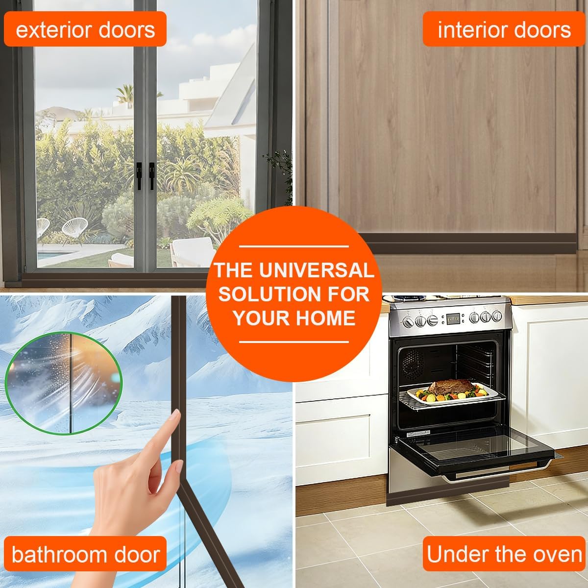 Door Draft Stopper, Adjustable Weather Stripping Seal for Cold Insulation, Bottom/Under Sweep for Exterior & Interior Doors, Seal Blocker Noise, Black, 39 inches