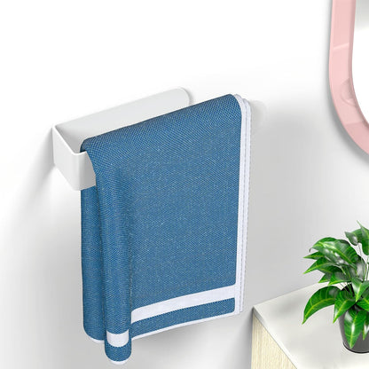 HUFEEOH 2 Pack Adhesive Hand Towel Holder, Kitchen Towel Rack Towel Bars Wall Mounted, Stainless Steel Bath Towel Hanger for Bathroom Hotel Kitchen (White, 8 Inch(2PC))
