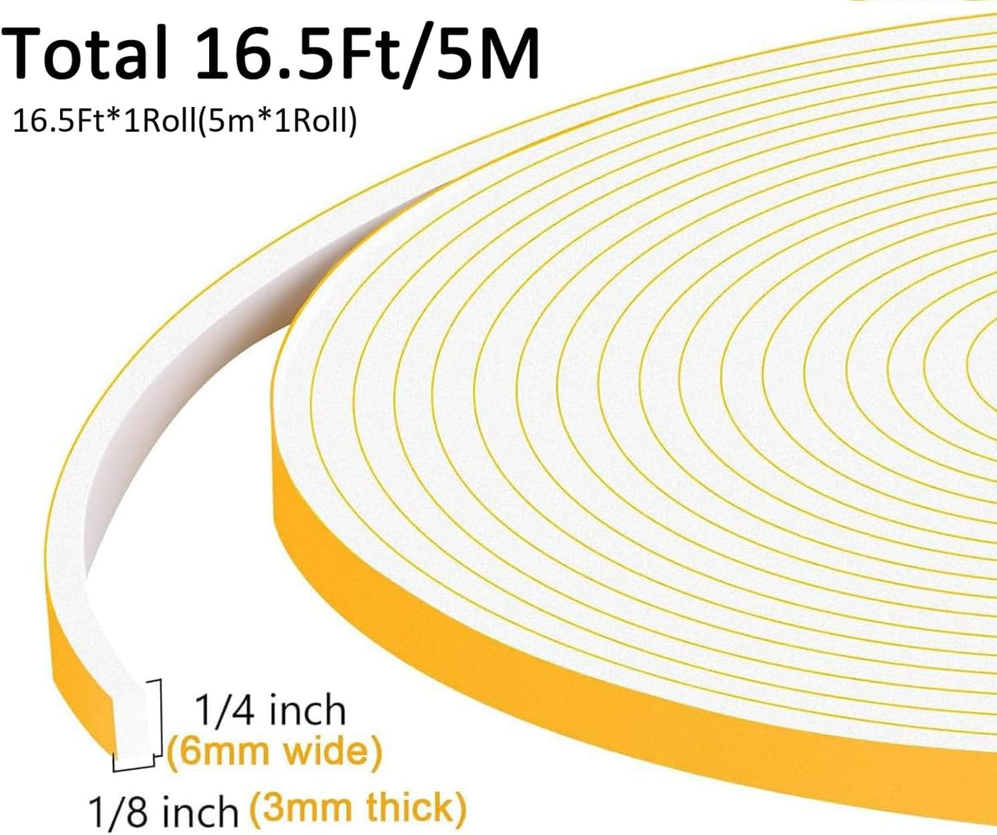 Upgraded Strong Adhesive Foam Weather Stripping Door Seal Insulation Tape for Insulating Door,Window, Air Conditioner Noise-Reduction Self Adhesive Sealing Weatherstrip (1 in x 1/2 in x 10 Ft) - Colors B