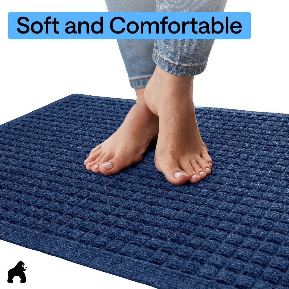 GORILLA GRIP® Ultra Absorbent Front Door Mat Outside Entrance, Traps Dirt and Moisture, HydroABSORB Indoor Outdoor Doormat Holds Up to 1.7 Cups Water, Stain and Fade Resistant Welcome Mat, 29x17 Black