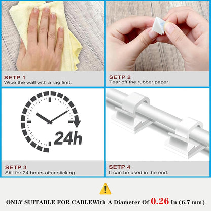 Cable Clips，50PCS Electrical Cord Management Adhesive Cable Wire Clip Wire Clips wall，Used for Cars, Offices, and Homes Cable Clips Cord Organizer (Transparent)