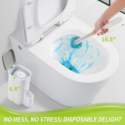 IVYROLL Toilet Bowl Cleaner Wand with 14 Refills, Disposable Toilet Brush Set with Holder, Cleaning System Starter Wand Kit, Bathroom Cleaning Set