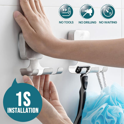 TAILI Suction Cup Razor Holder in Shower 2 Pack, Towel, Loofah, Shaver Holder for Bathroom Wall, Powerful Suction Cup Shower Hooks, Easy to Install and Reuse, White