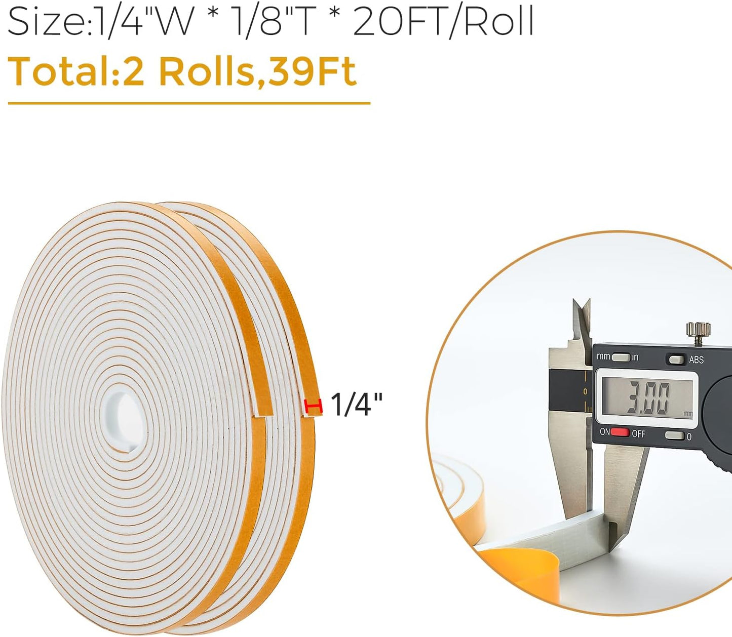 33 Feet Weather Stripping Door Seal- 1/2" Wide X 1/4" Thick Door Bottom Seal Strip High Density Foam Tape Adhesive Rubber Strip for Door Soundproofing,Window Insulation (1/2" x 1/4" x 33FT,Black)